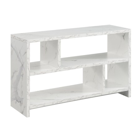 Convenience Concepts Northfield TV Stand Console with Shelves, White Faux Marble